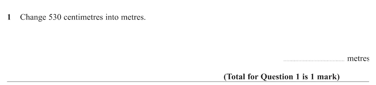 Convert a length given in centimetres into metres.