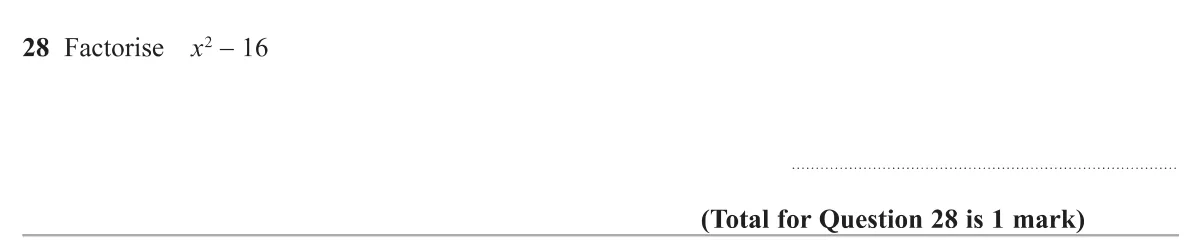Factorise a difference of two squares.