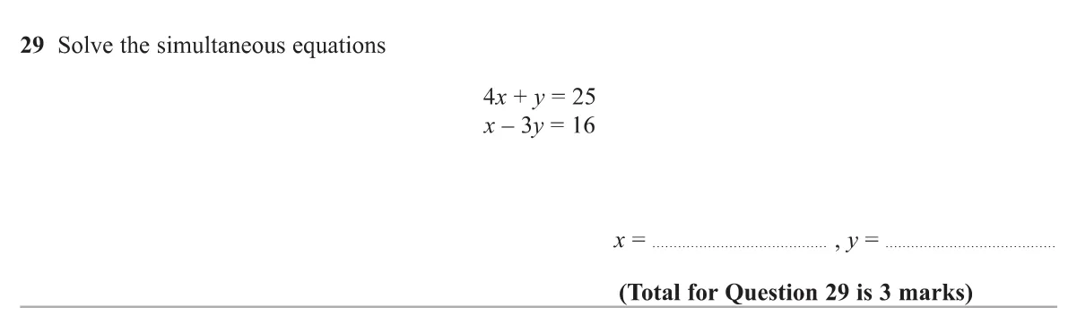 Solve a pair of linear simultaneous equations.