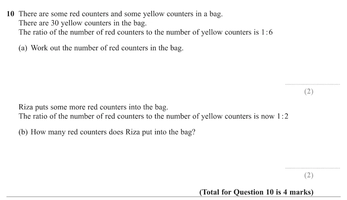 Use a ratio to find a number of counters, then find how many are added to reach a new ratio.