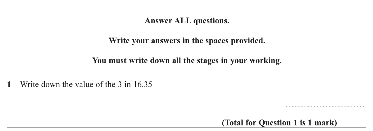 State what the digit 3 is worth in a decimal number.