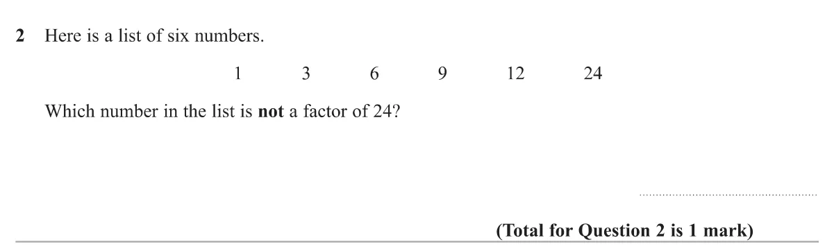 Pick out the number in a list that does not divide exactly into 24.