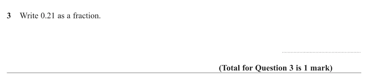 Convert a two-place decimal into a fraction.