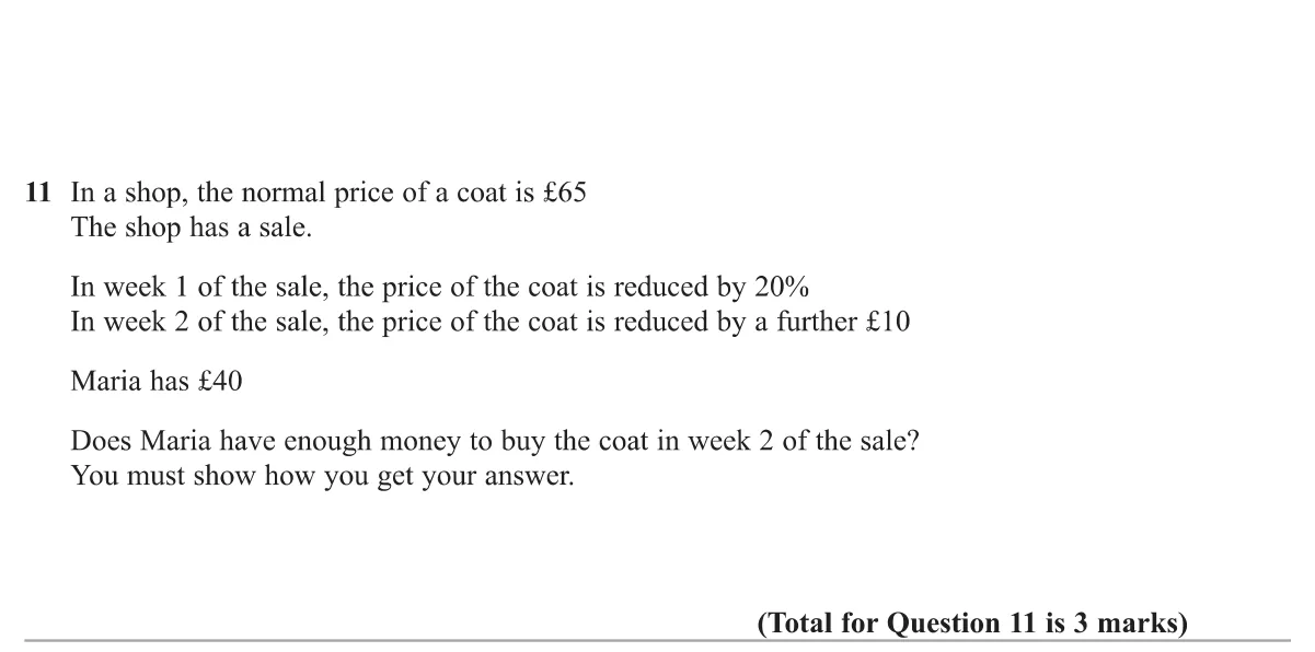 Apply a percentage reduction then a further cash reduction and decide if £40 is enough.