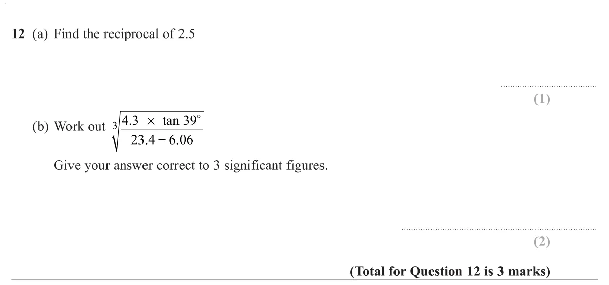 Find a reciprocal and use a calculator to evaluate a cube root of a fraction involving tan.