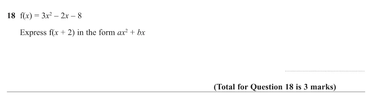 Substitute x + 2 into a quadratic function and simplify to the form ax² + bx.