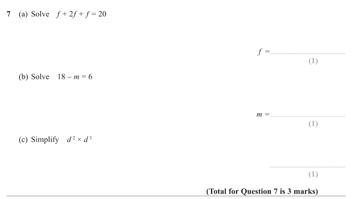 Solve two simple linear equations and simplify a product of powers of d.