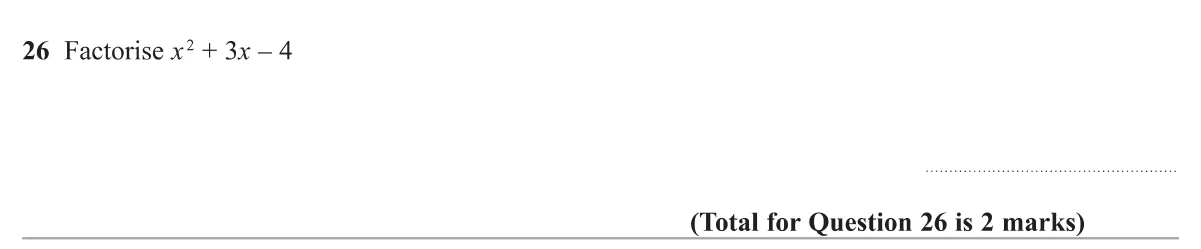Factorise a quadratic expression with a coefficient of 1 on x squared.