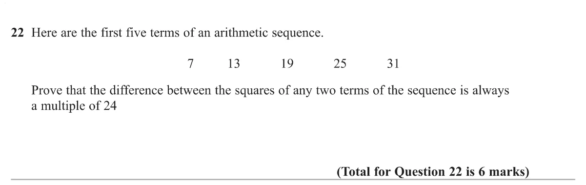 Prove that the difference between the squares of any two terms of a given arithmetic sequence is always a multiple of 24.