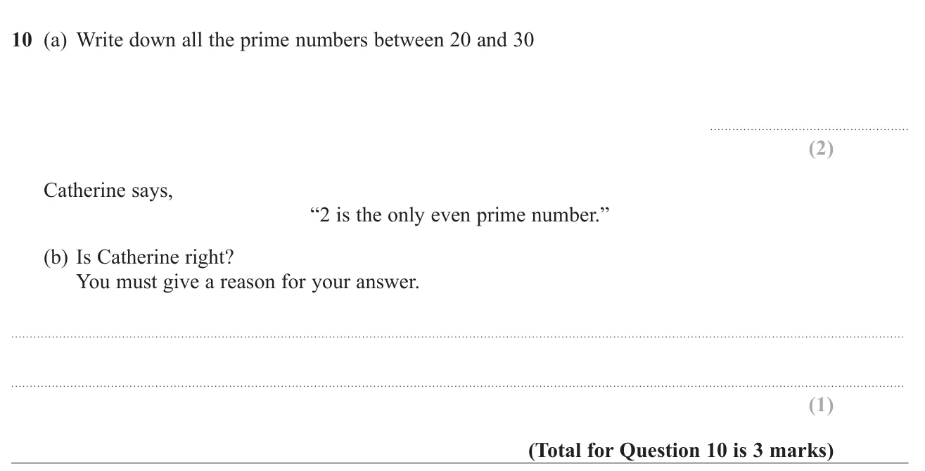 List the primes between 20 and 30 and judge a claim that 2 is the only even prime.