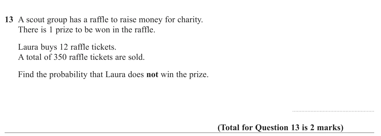Find the probability that a person holding some raffle tickets does not win the single prize.