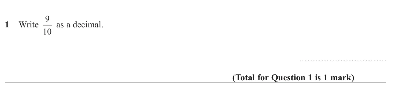 Convert nine tenths into a decimal.