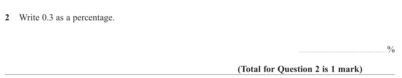 Convert the decimal 0.3 into a percentage.