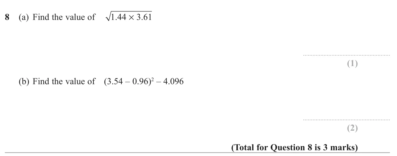 Use a calculator to evaluate a square root of a product and an expression with a bracket squared.