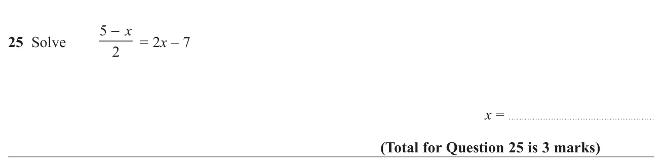 Solve a linear equation where one side is a fraction.
