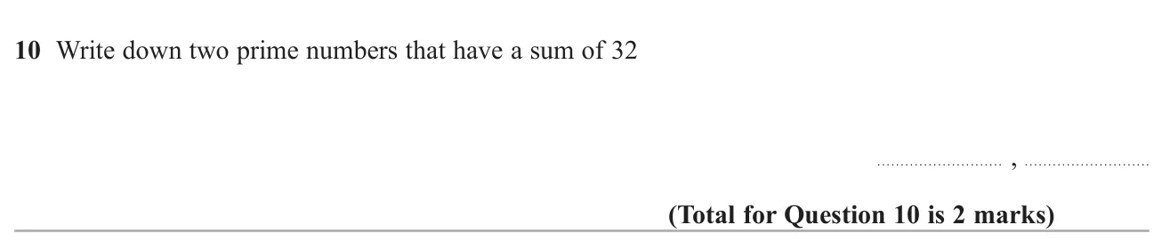 Find two primes that add up to 32.