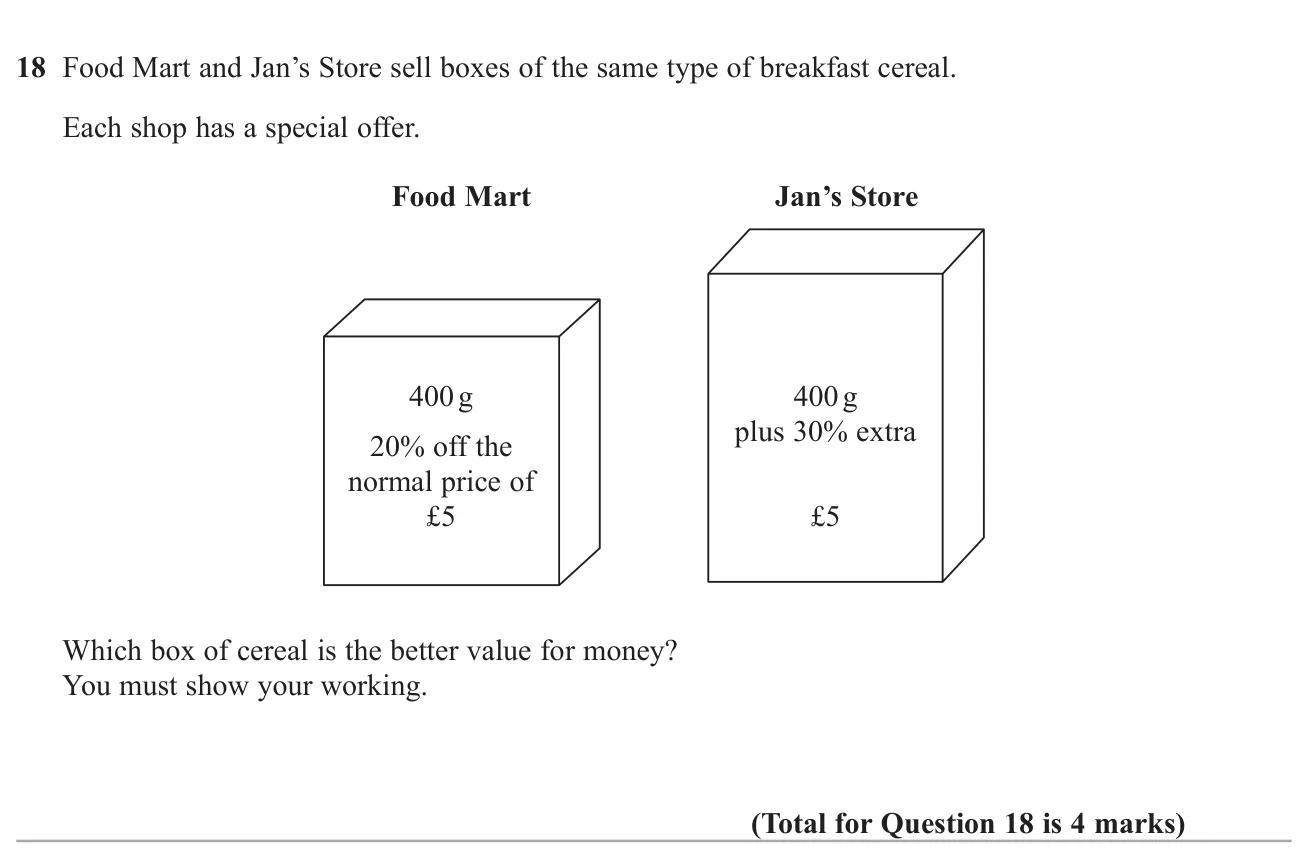 Compare two special offers on cereal to decide which gives better value.