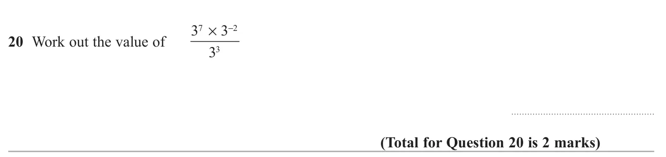 Simplify and evaluate a quotient of powers of 3 with a negative index.