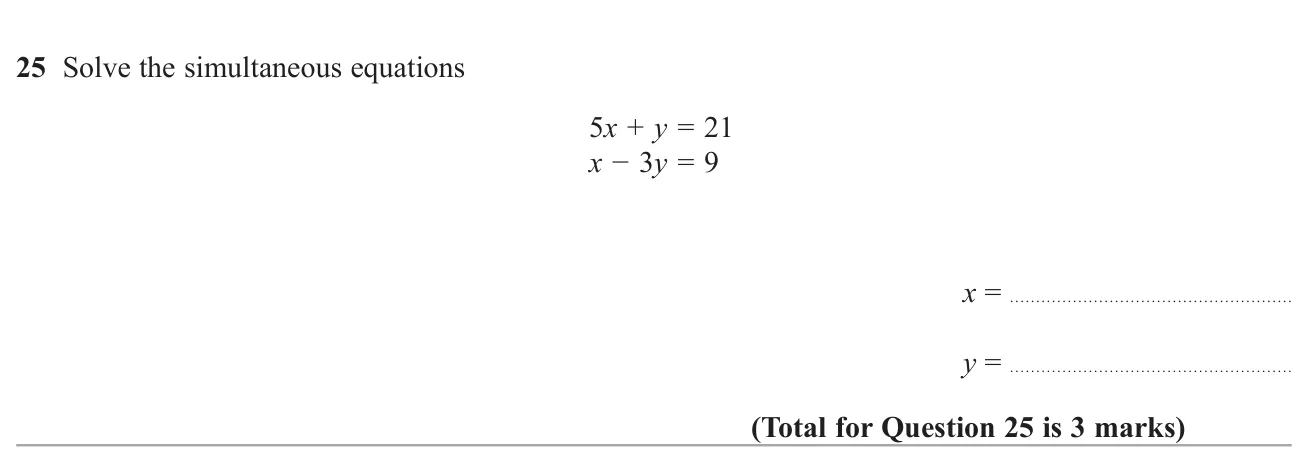 Solve a pair of linear simultaneous equations.