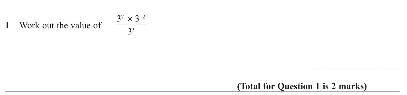 Simplify and evaluate a quotient of powers of 3 with a negative index.