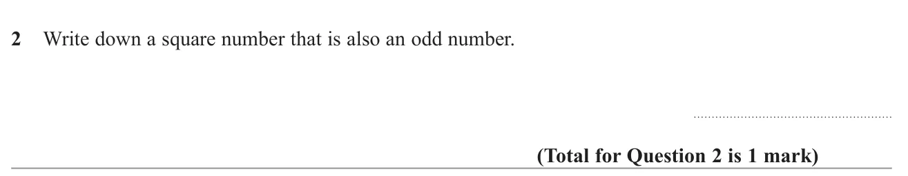 Give any number that is both odd and a perfect square.