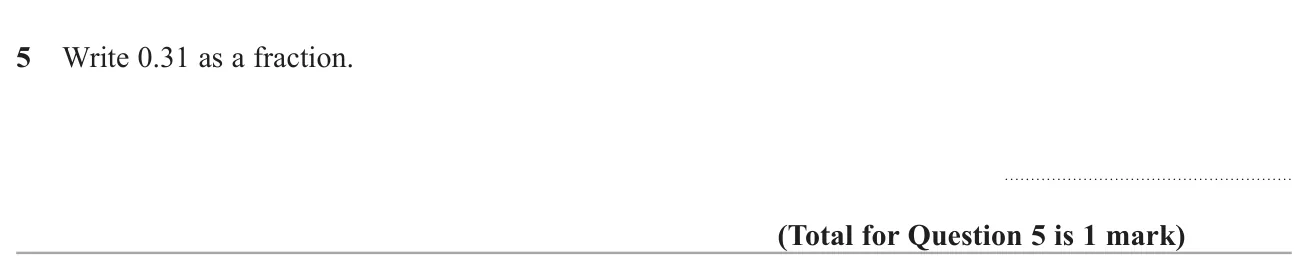 Convert a two-place decimal to a fraction.