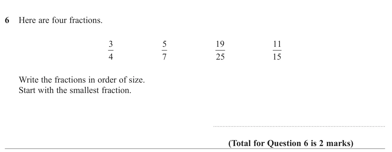 Put four fractions in ascending order.
