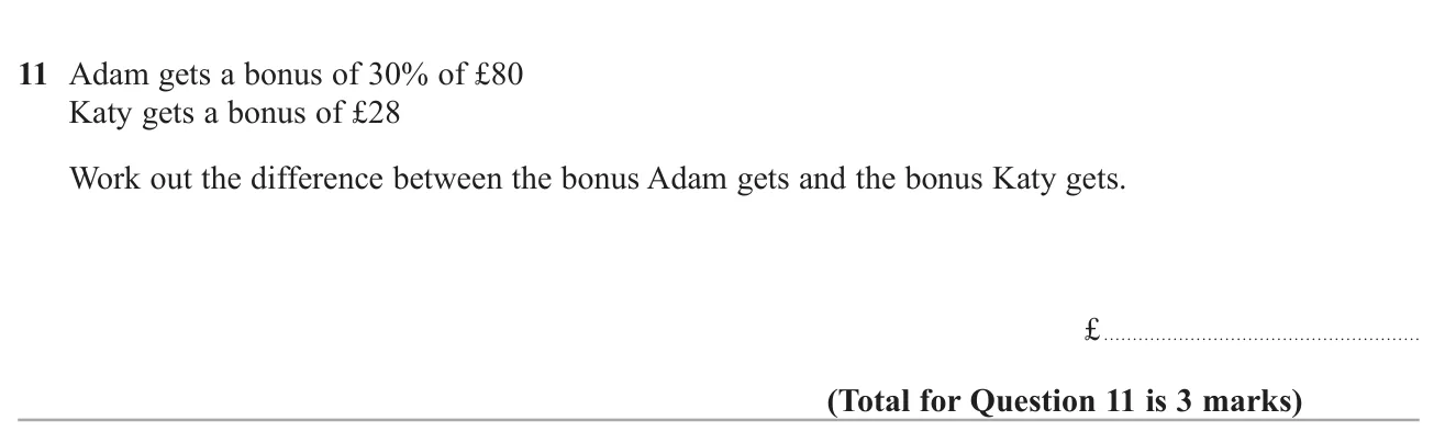 Find a percentage of an amount and compare it with a given amount.