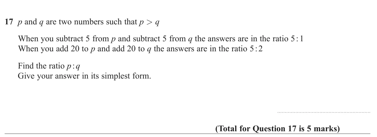 Form and solve simultaneous equations from two ratio conditions to find the ratio of two numbers.