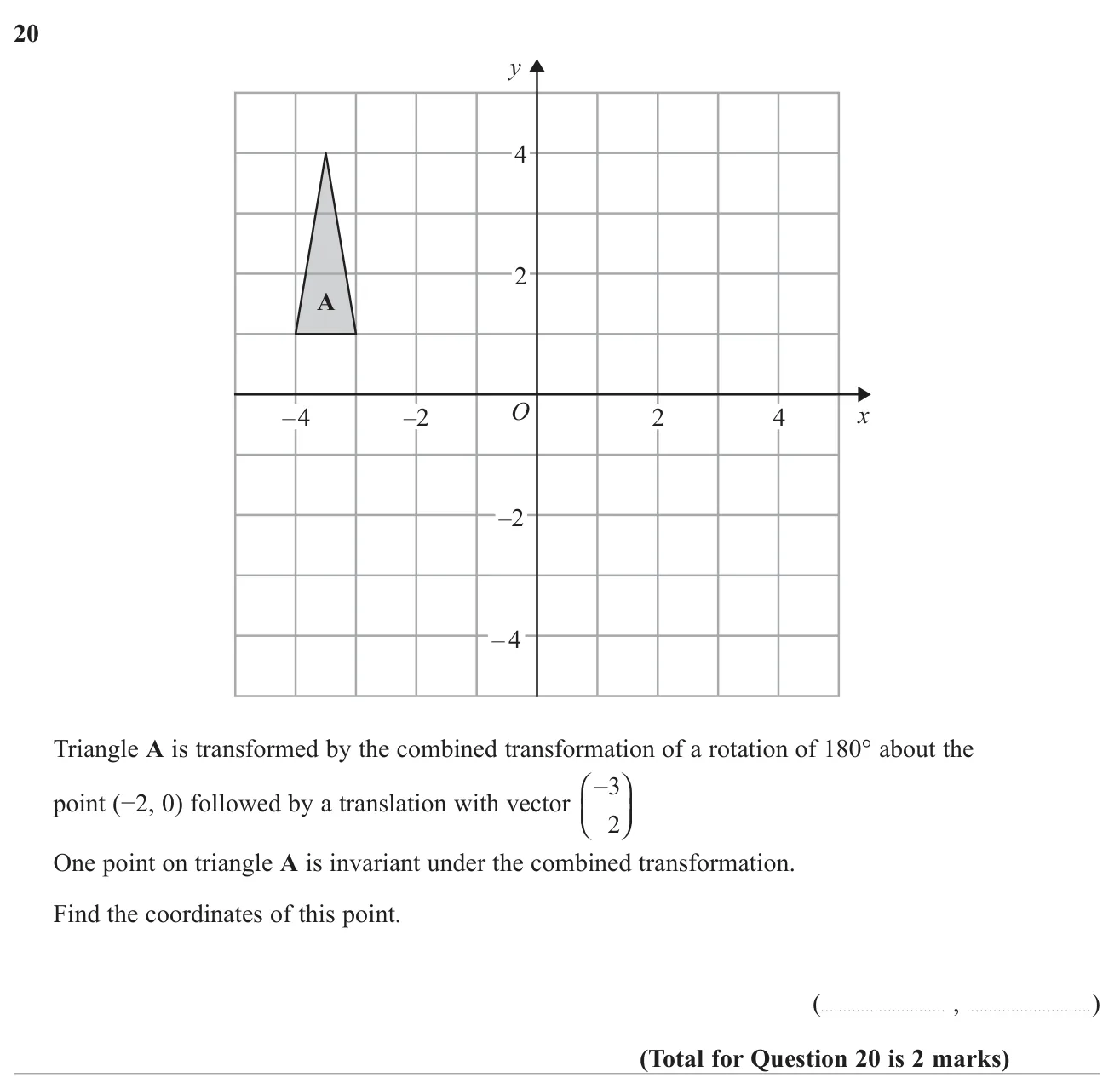 Find the point of a triangle that ends up where it started after a half-turn followed by a translation.
