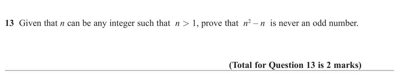 Prove that subtracting an integer from its square always gives an even number.