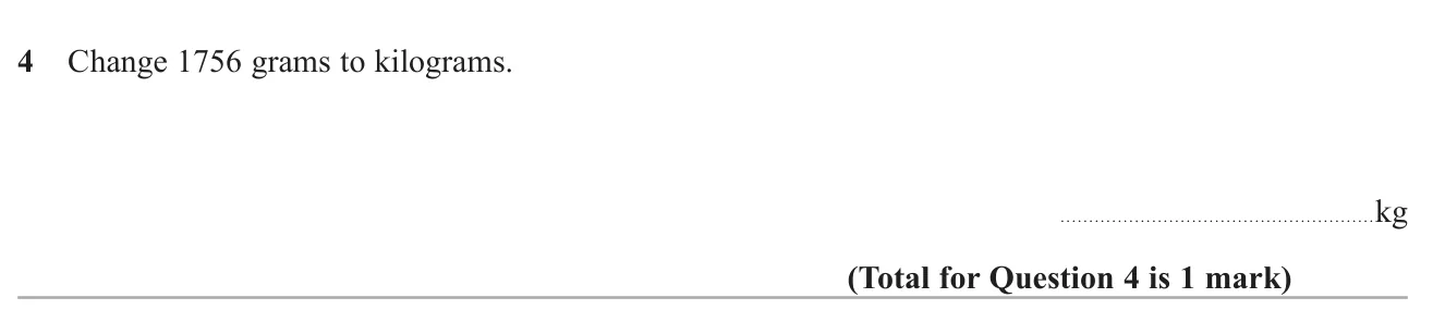Convert a mass in grams to kilograms.