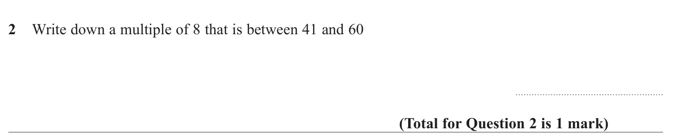 Give a multiple of 8 that lies between 41 and 60.