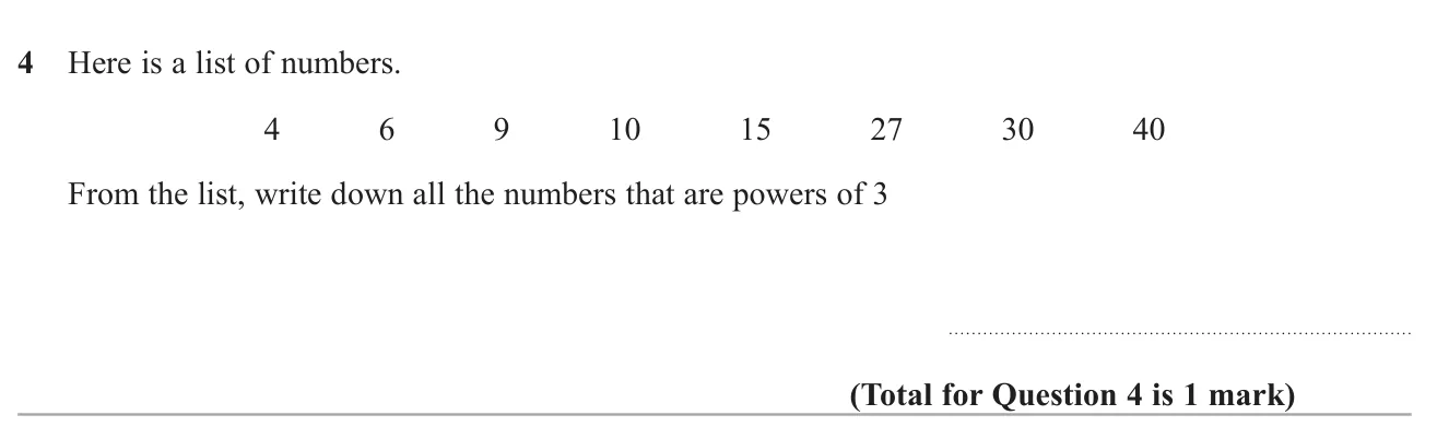 Pick out every number in a list that is a power of 3.