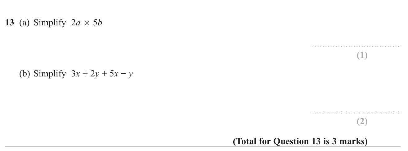 Simplify a product of two terms, then collect like terms in an expression.