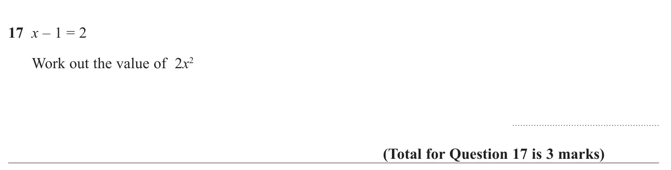 Solve a simple linear equation, then substitute the result into an expression with a square.
