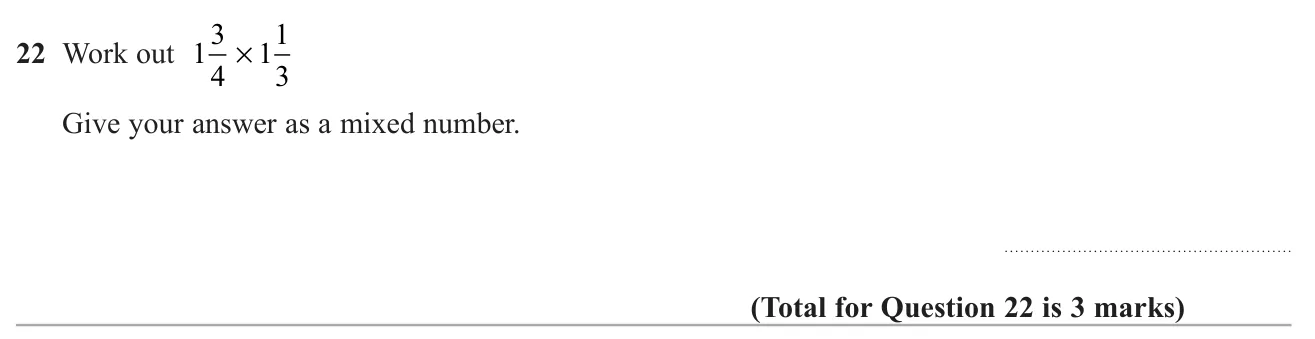 Multiply two mixed numbers and give the answer as a mixed number.