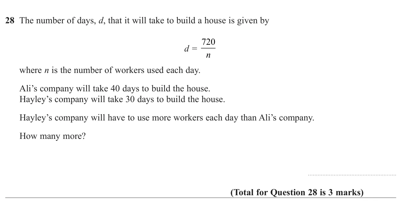 Use an inverse proportion formula to compare the numbers of workers two companies need.