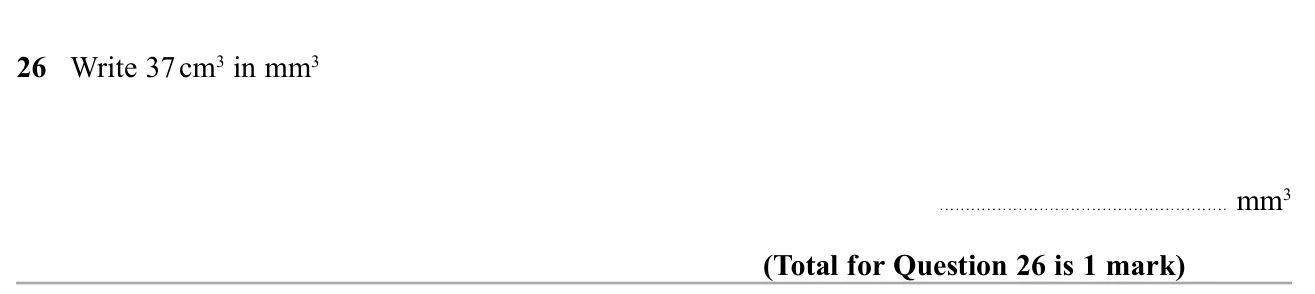 Convert a volume from cubic centimetres to cubic millimetres.