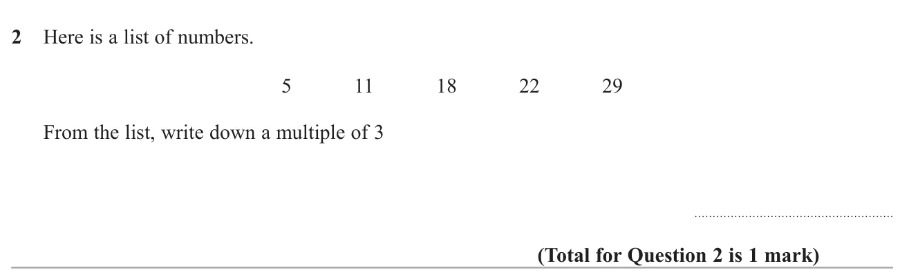 Pick out the number from a short list that divides exactly by 3.