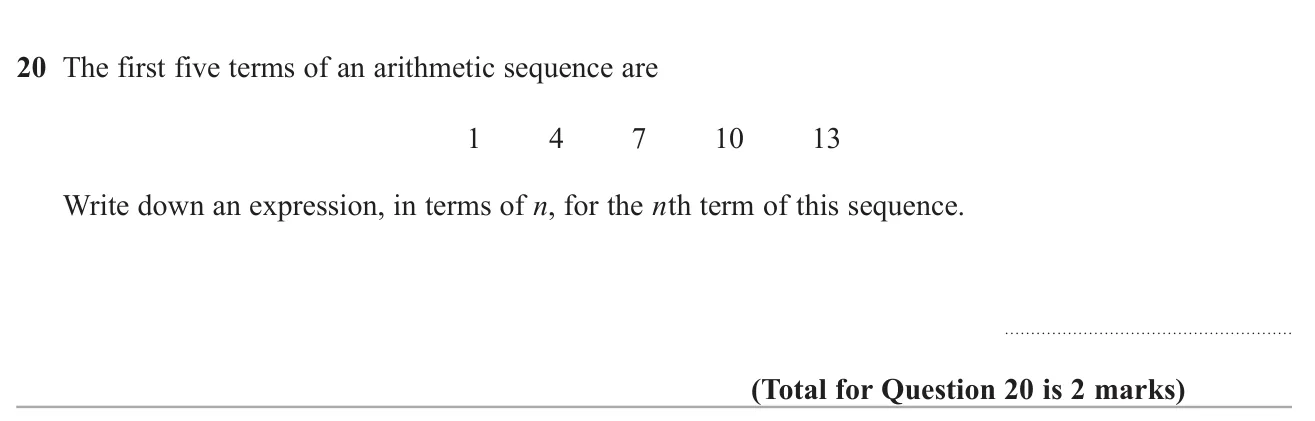 Find an expression for the nth term of an arithmetic sequence.