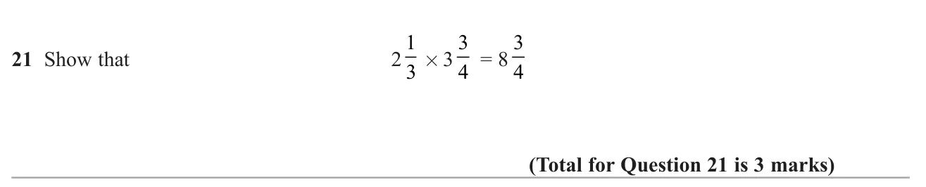 Show that a product of two mixed numbers equals a given mixed number.