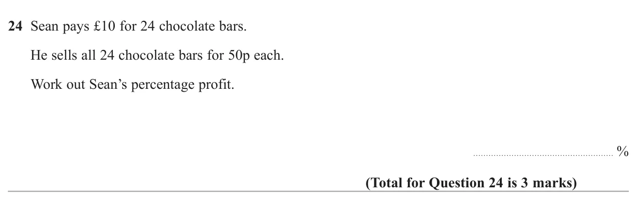 Work out the percentage profit when a batch of items is bought and sold individually.