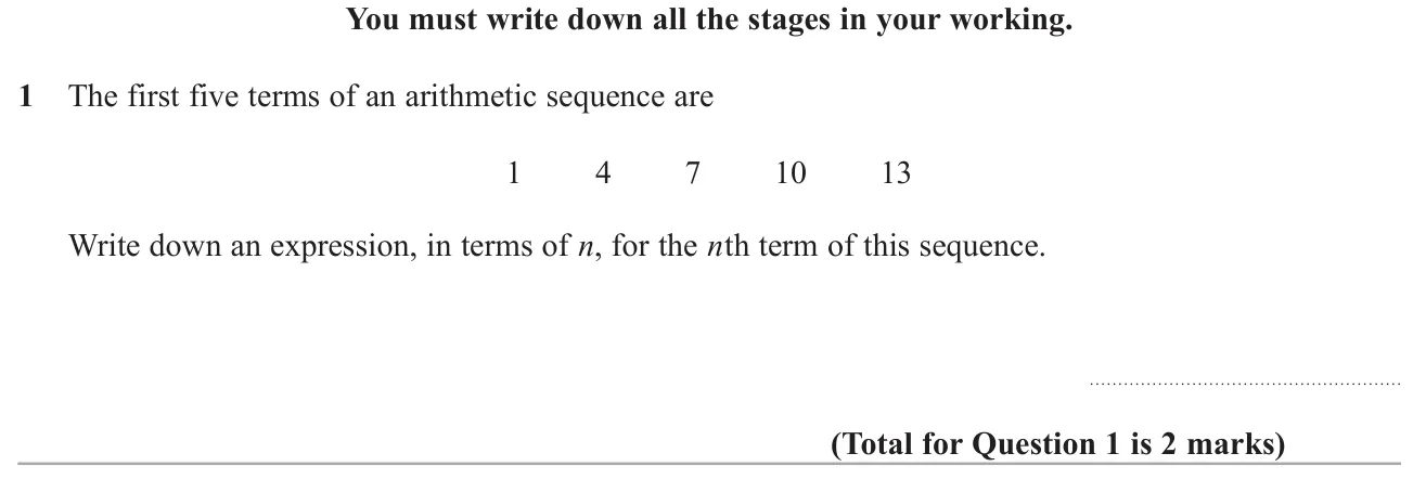 Find an expression for the nth term of an arithmetic sequence.
