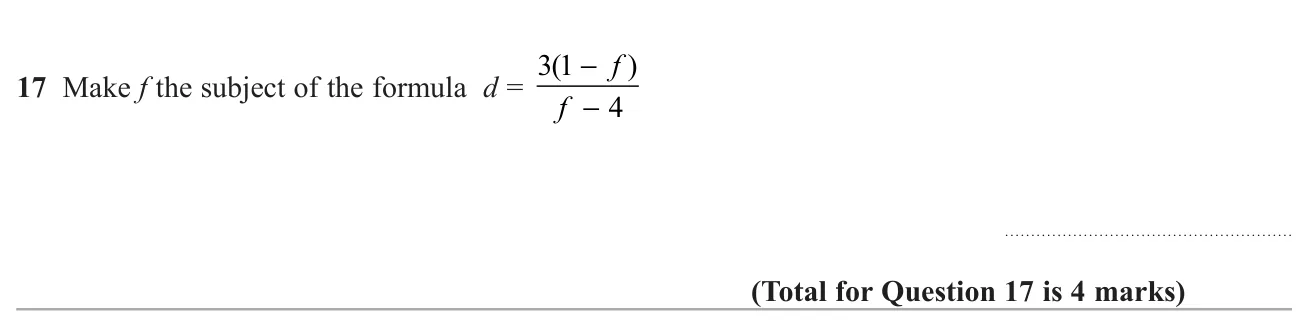 Rearrange a formula with the subject in both the numerator and denominator of a fraction.