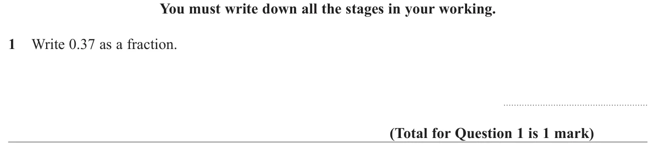 Convert a two-place decimal into a fraction.