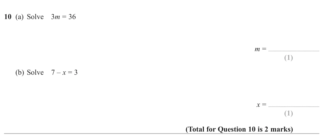Solve two one-step linear equations.