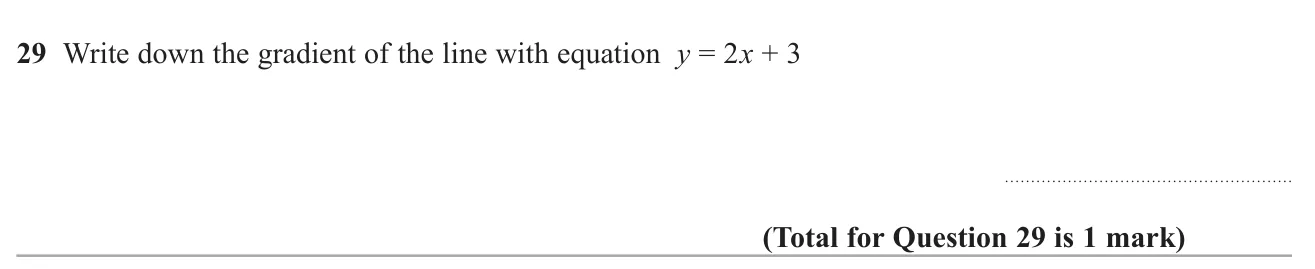 State the gradient of a straight line from its equation.