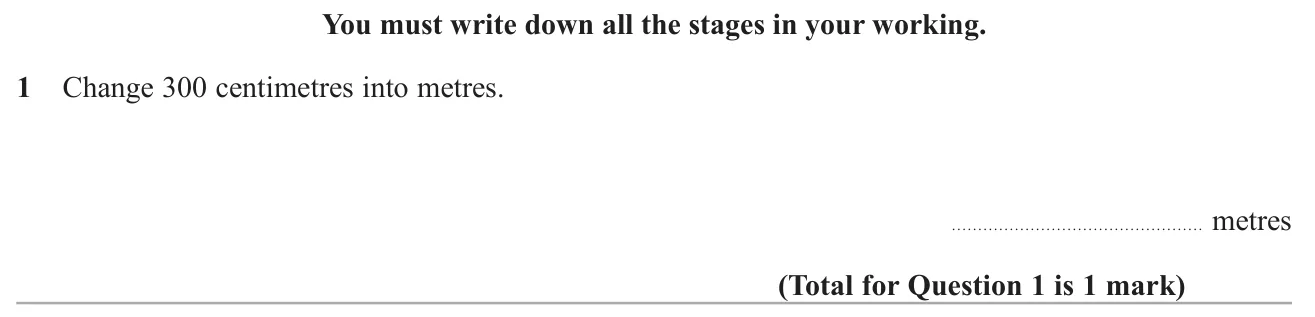 Convert a length given in centimetres into metres.