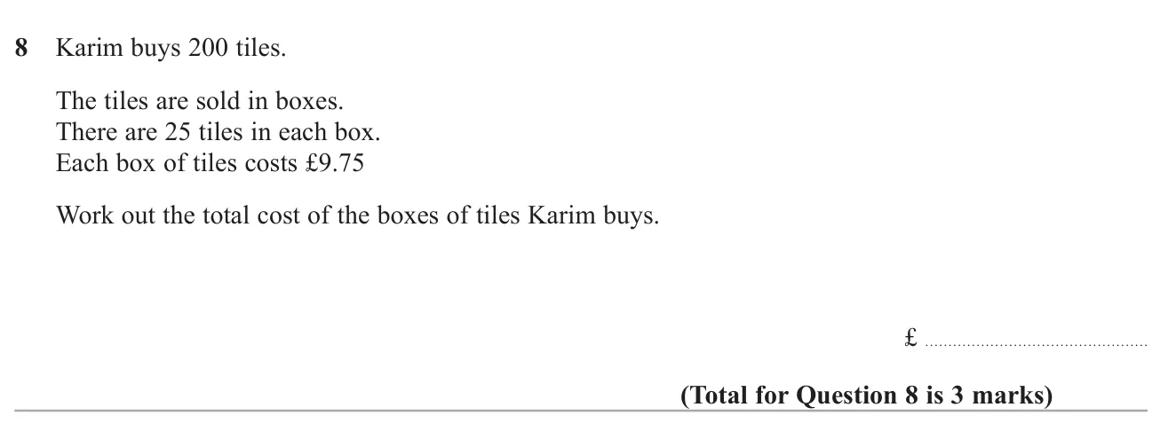 Find the total cost of enough boxes to hold a given number of tiles.